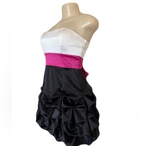 Ruby Rox Strapless Dress with Black Skirt and Pink Accent